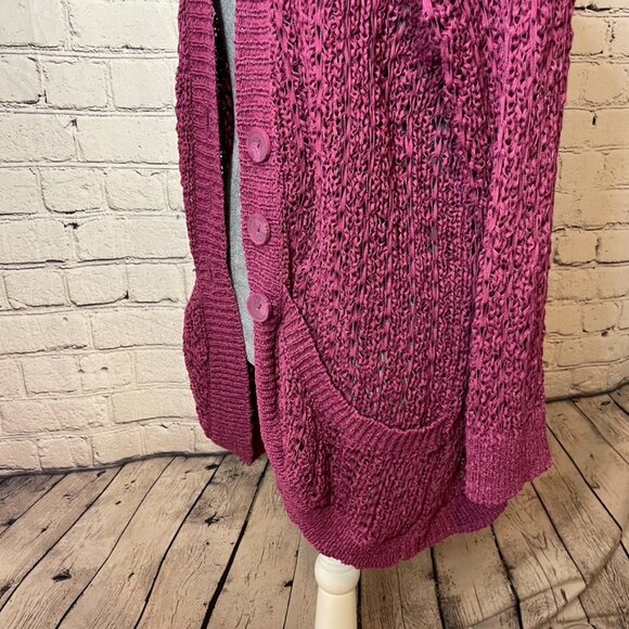 Sonoma Magenta Ribbon Open-Front Cardigan - size Large - Women's - Picture 2 of 9